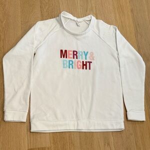 White sweatshirt “Merry & Bright” women’s size M